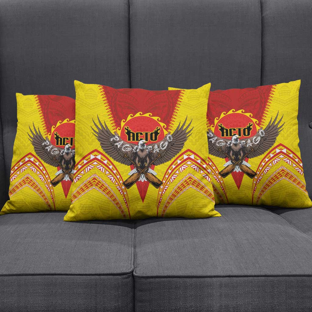 American Samoa Fautasi Race Pillow Cover Pago Pago-Aeto Samoan Tattoo and Eagle