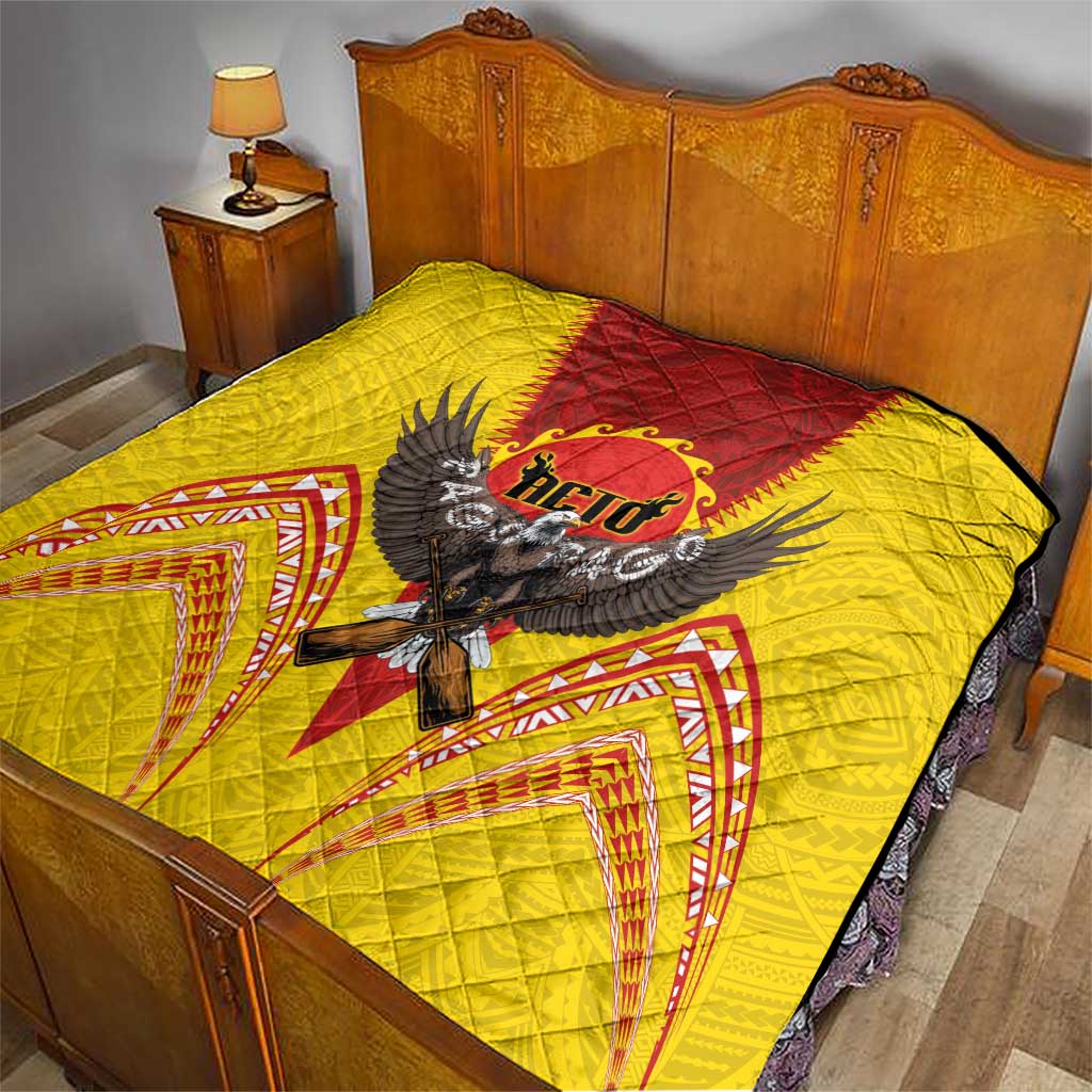 American Samoa Fautasi Race Quilt Pago Pago-Aeto Samoan Tattoo and Eagle