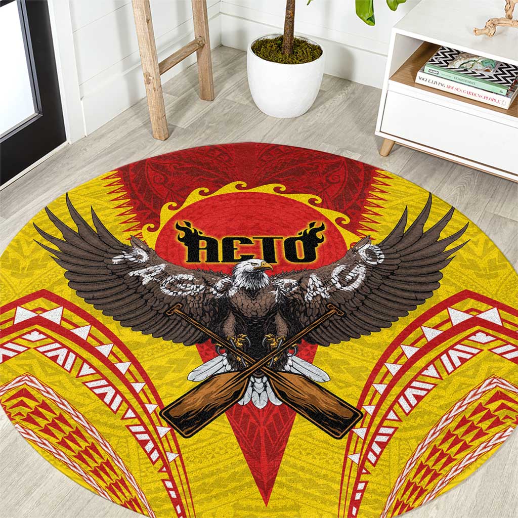 American Samoa Fautasi Race Round Carpet Pago Pago-Aeto Samoan Tattoo and Eagle
