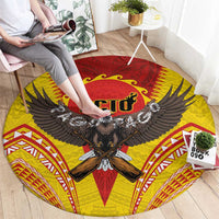 American Samoa Fautasi Race Round Carpet Pago Pago-Aeto Samoan Tattoo and Eagle