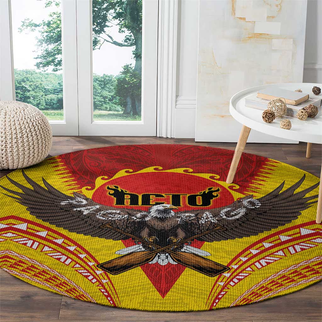 American Samoa Fautasi Race Round Carpet Pago Pago-Aeto Samoan Tattoo and Eagle