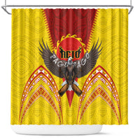 American Samoa Fautasi Race Shower Curtain Pago Pago-Aeto Samoan Tattoo and Eagle