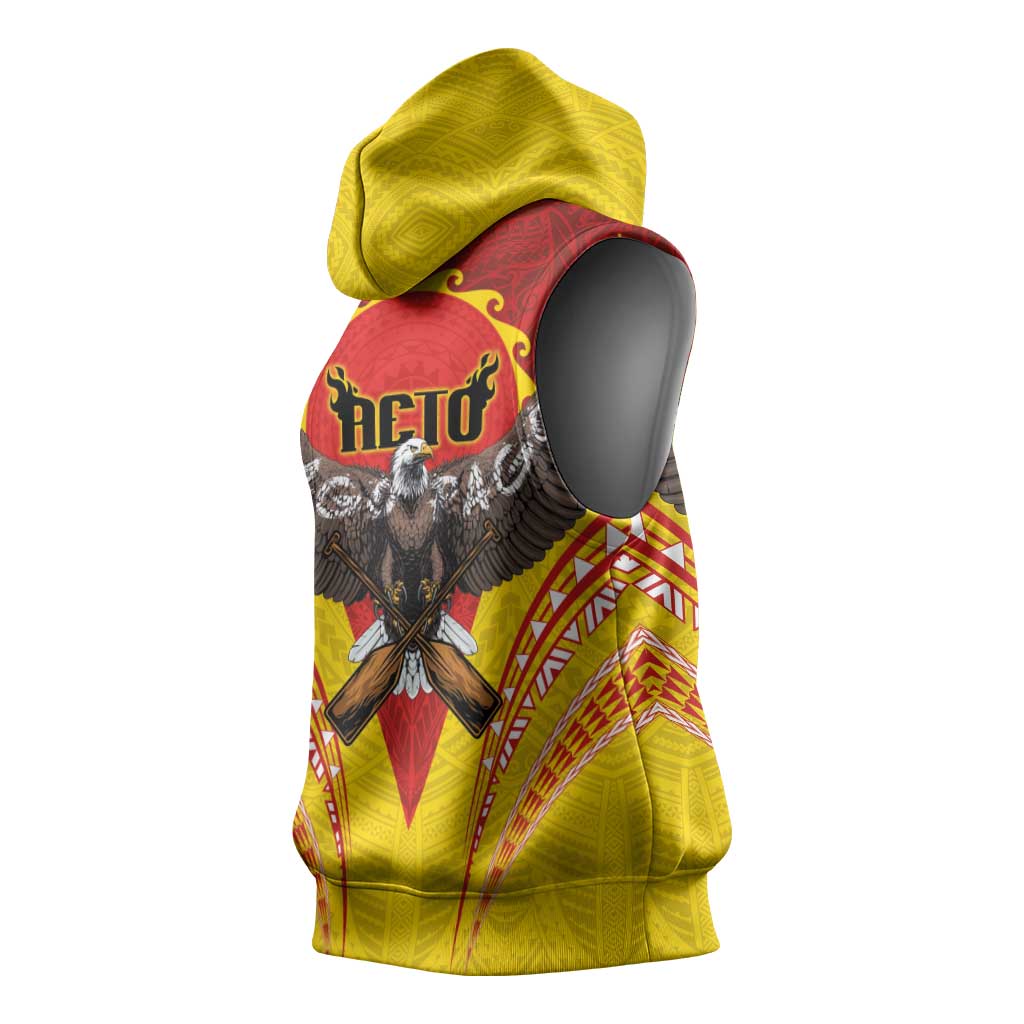 American Samoa Fautasi Race Sleeveless Hoodie Pago Pago-Aeto Samoan Tattoo and Eagle
