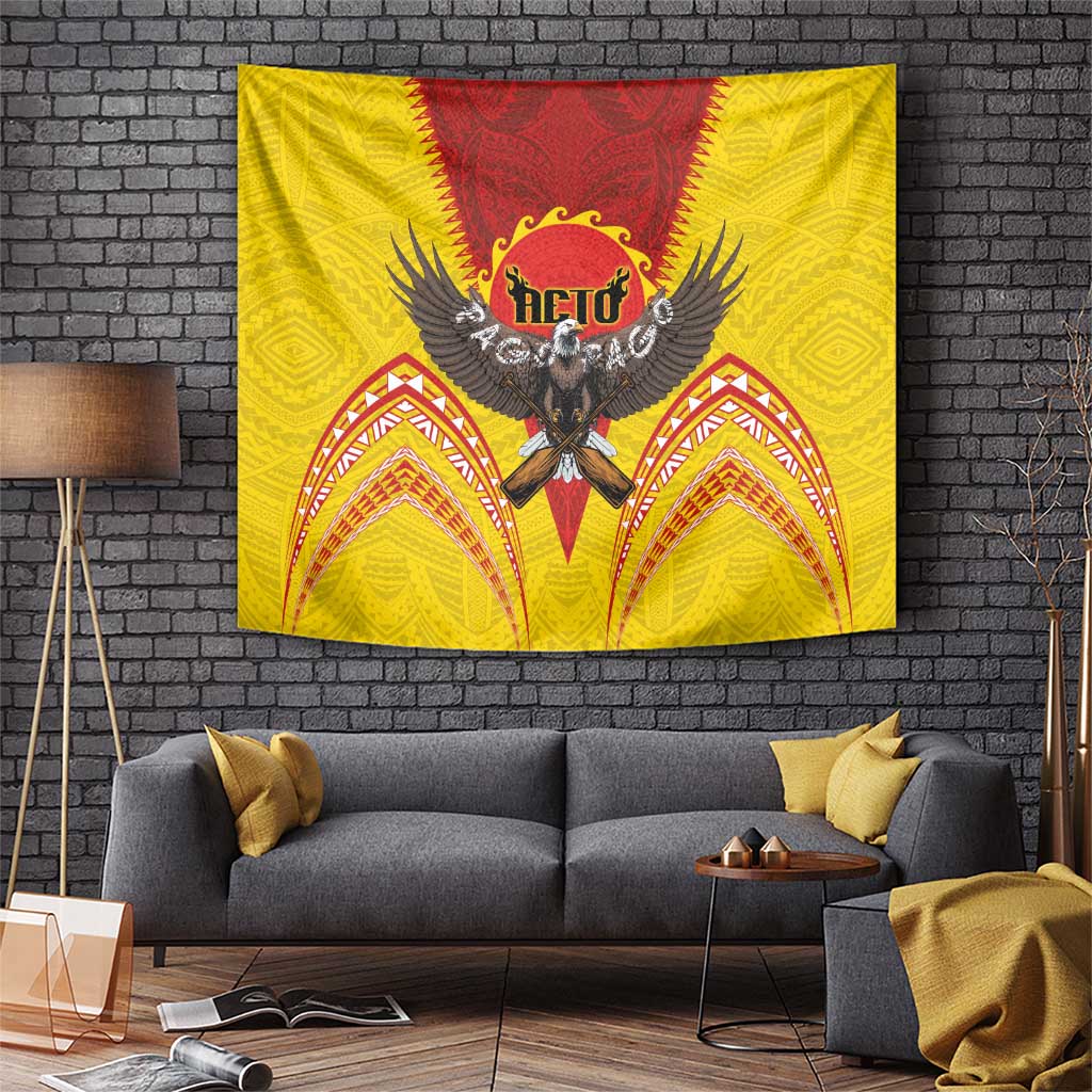 American Samoa Fautasi Race Tapestry Pago Pago-Aeto Samoan Tattoo and Eagle