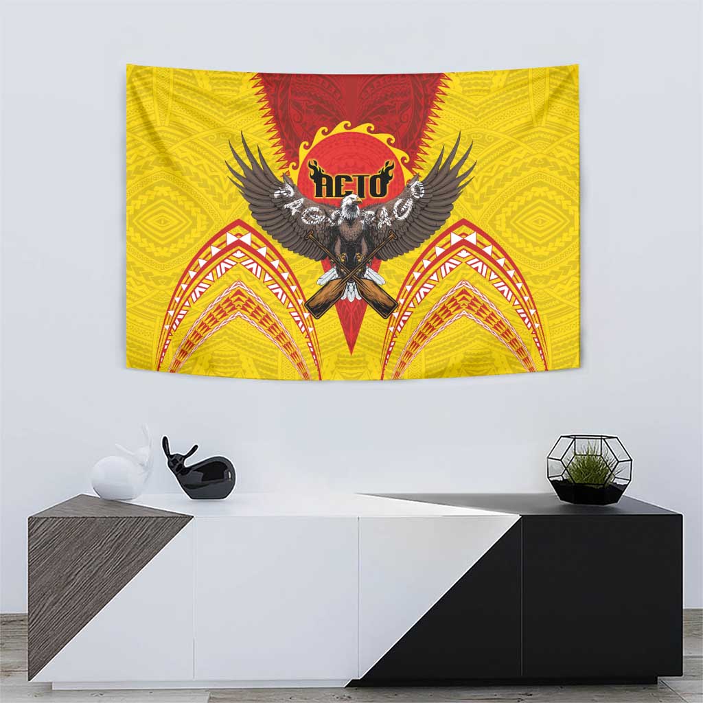 American Samoa Fautasi Race Tapestry Pago Pago-Aeto Samoan Tattoo and Eagle