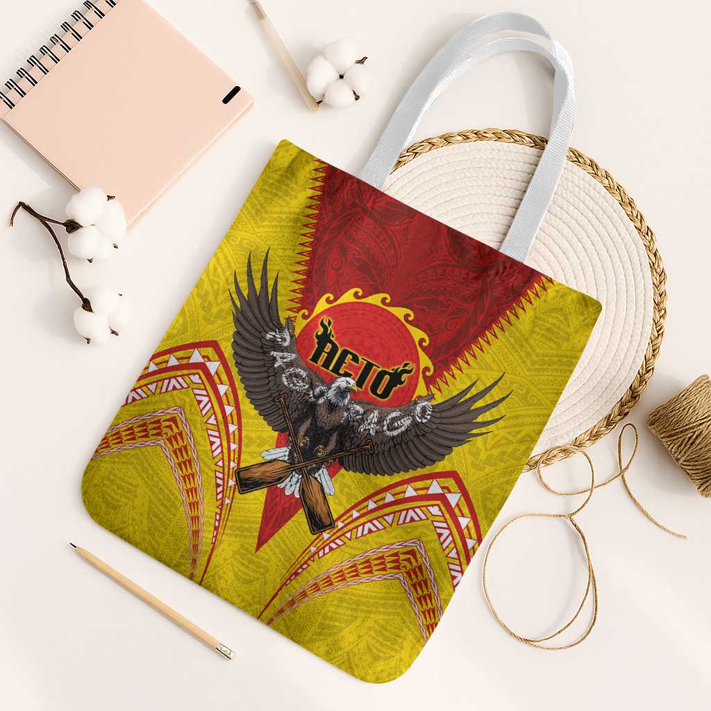 American Samoa Fautasi Race Tote Bag Pago Pago-Aeto Samoan Tattoo and Eagle