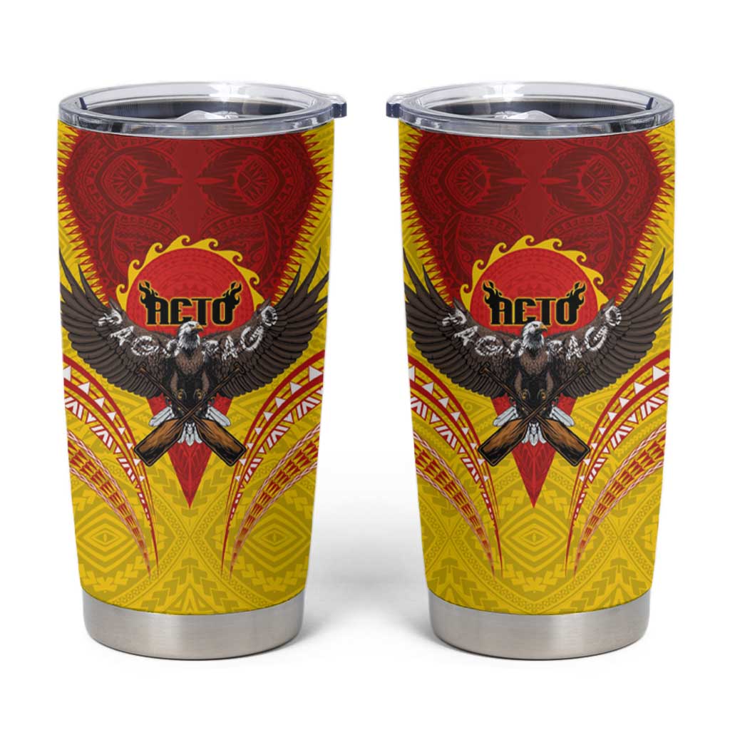 American Samoa Fautasi Race Tumbler Cup Pago Pago-Aeto Samoan Tattoo and Eagle