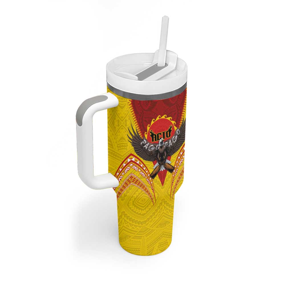 American Samoa Fautasi Race Tumbler With Handle Pago Pago-Aeto Samoan Tattoo and Eagle