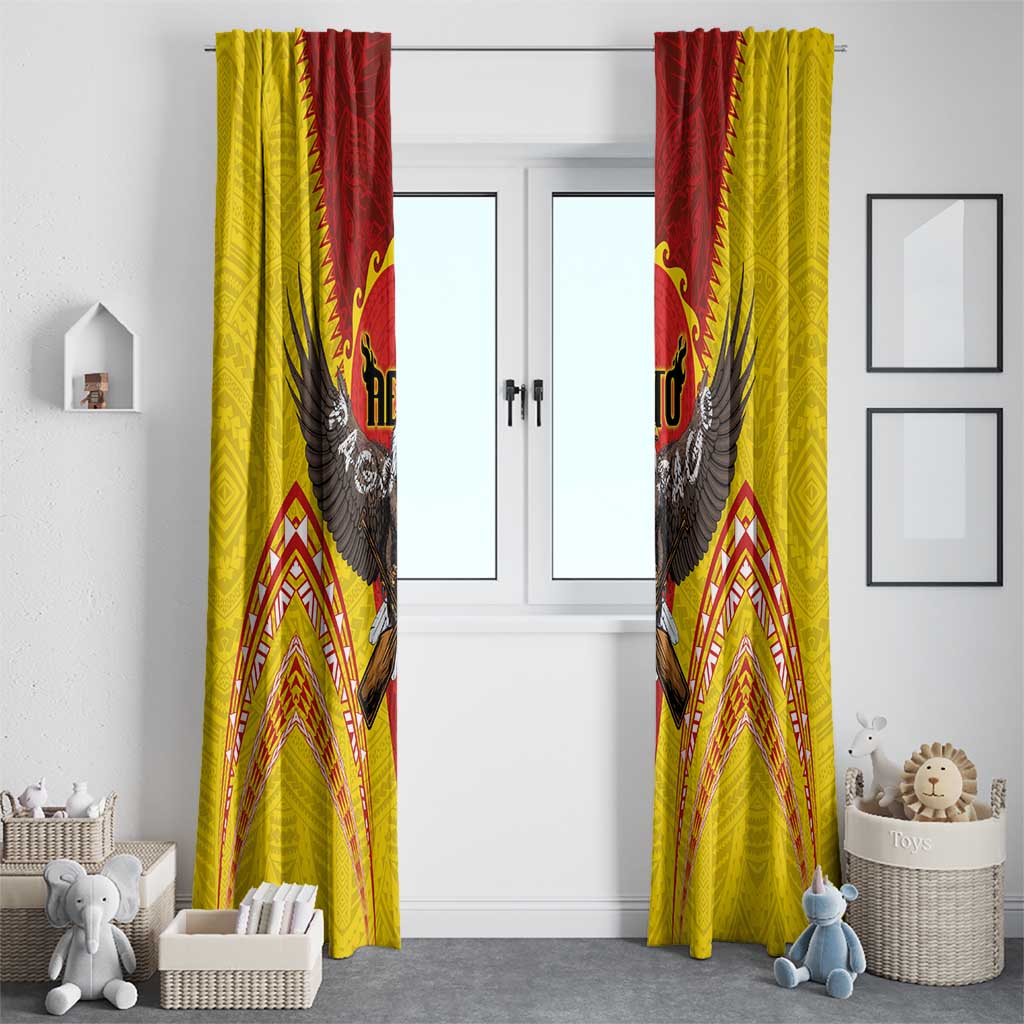 American Samoa Fautasi Race Window Curtain Pago Pago-Aeto Samoan Tattoo and Eagle