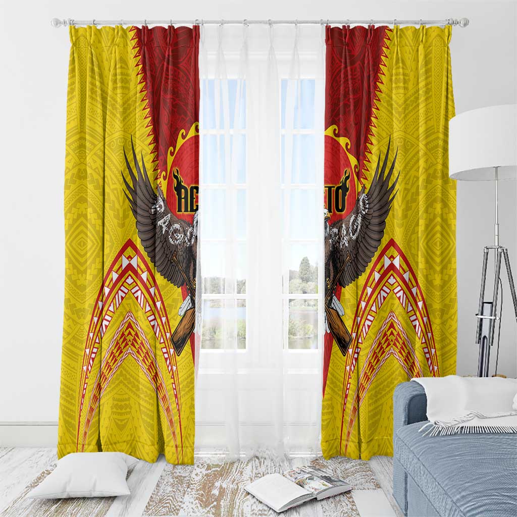 American Samoa Fautasi Race Window Curtain Pago Pago-Aeto Samoan Tattoo and Eagle