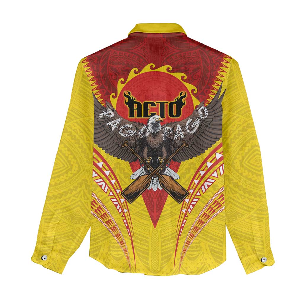 American Samoa Fautasi Race Women Casual Shirt Pago Pago-Aeto Samoan Tattoo and Eagle