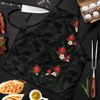 Hawaiian Taro Leaves-Hibiscus and Plumeria Apron Floral Tribal Tattoo Motif LT03 Black - Polynesian Pride