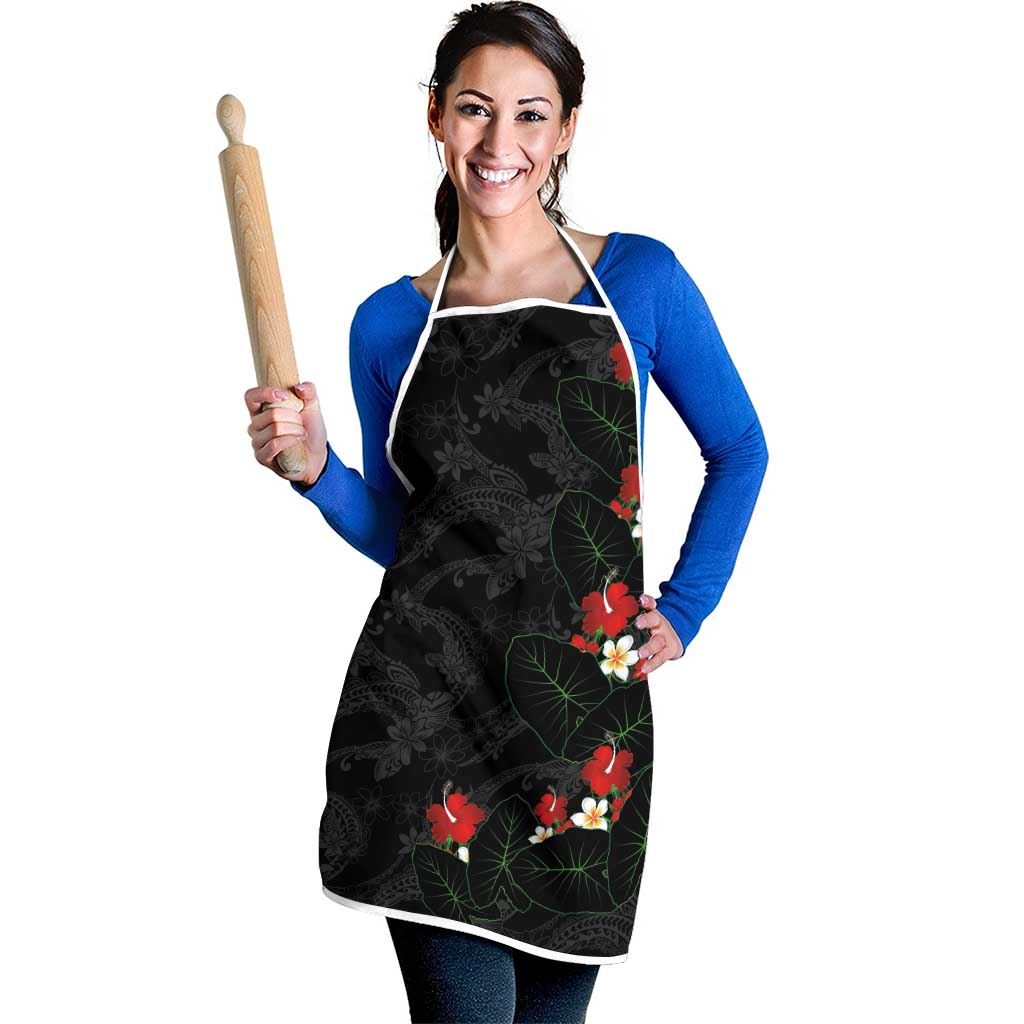 Hawaiian Taro Leaves-Hibiscus and Plumeria Apron Floral Tribal Tattoo Motif LT03 - Polynesian Pride