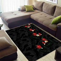 Hawaiian Taro Leaves-Hibiscus and Plumeria Area Rug Floral Tribal Tattoo Motif LT03 - Polynesian Pride