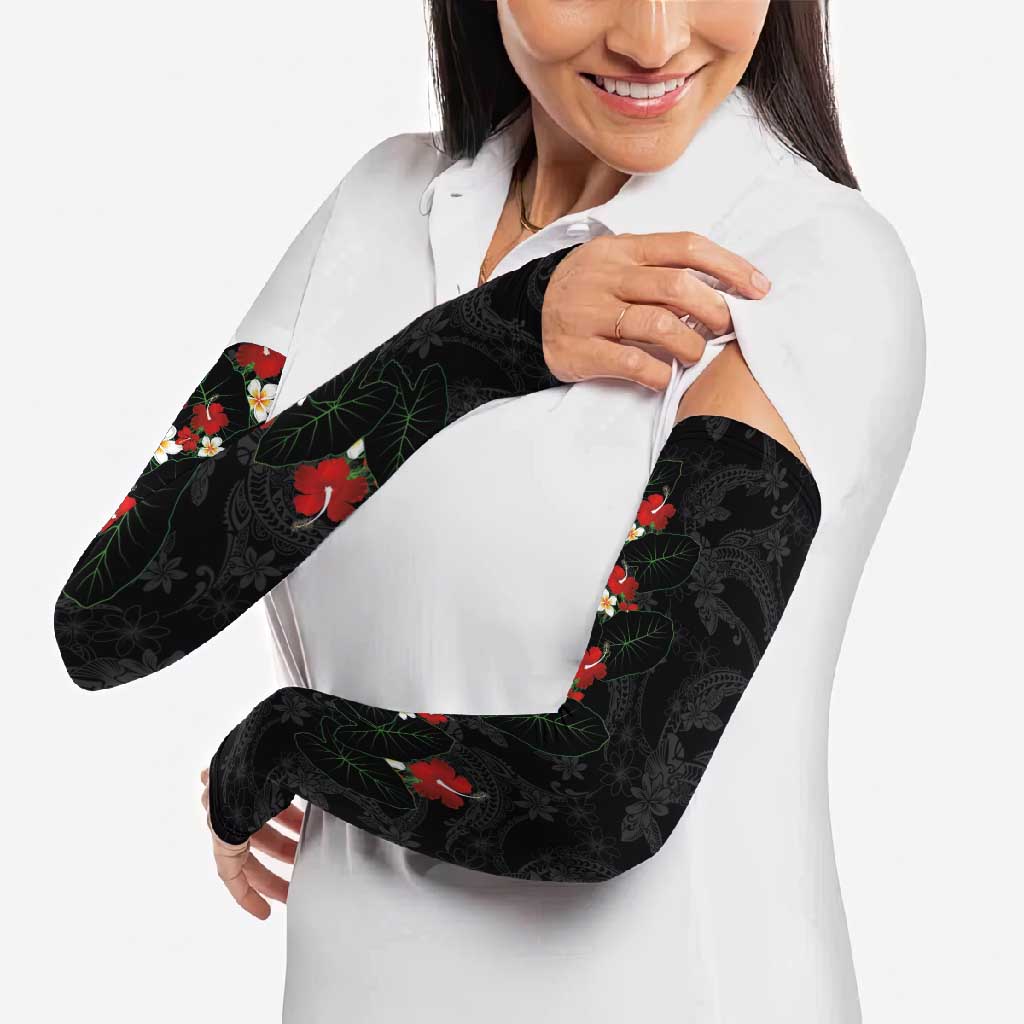 Hawaiian Taro Leaves-Hibiscus and Plumeria Arm Sleeves Floral Tribal Tattoo Motif LT03 - Polynesian Pride