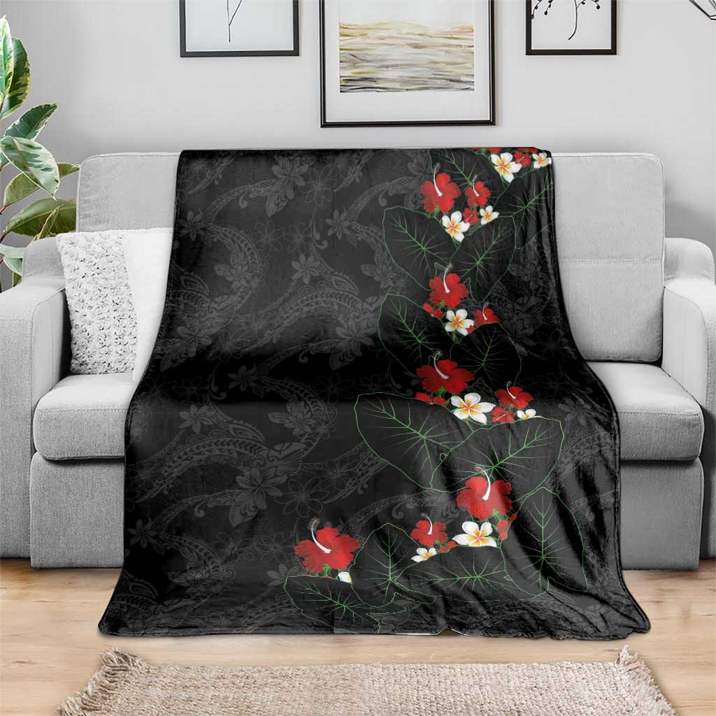 Hawaiian Taro Leaves-Hibiscus and Plumeria Blanket Floral Tribal Tattoo Motif LT03 - Polynesian Pride