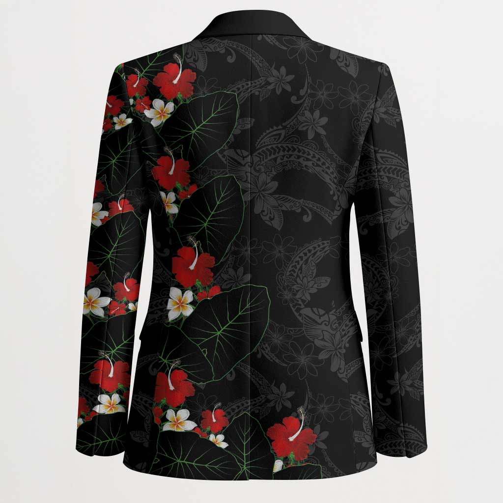 Hawaiian Taro Leaves-Hibiscus and Plumeria Blazer Floral Tribal Tattoo Motif LT03 - Polynesian Pride