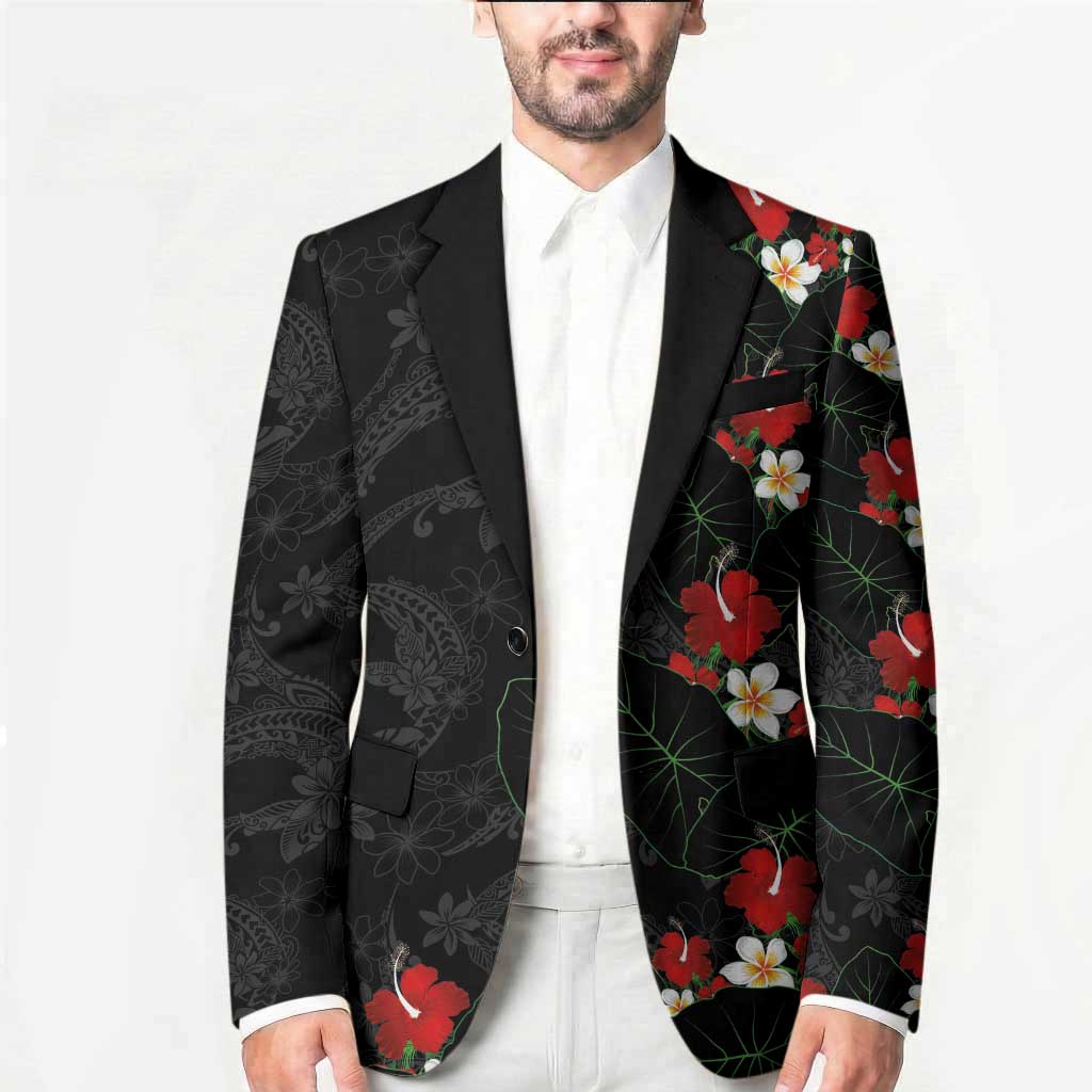 Hawaiian Taro Leaves-Hibiscus and Plumeria Blazer Floral Tribal Tattoo Motif LT03 - Polynesian Pride