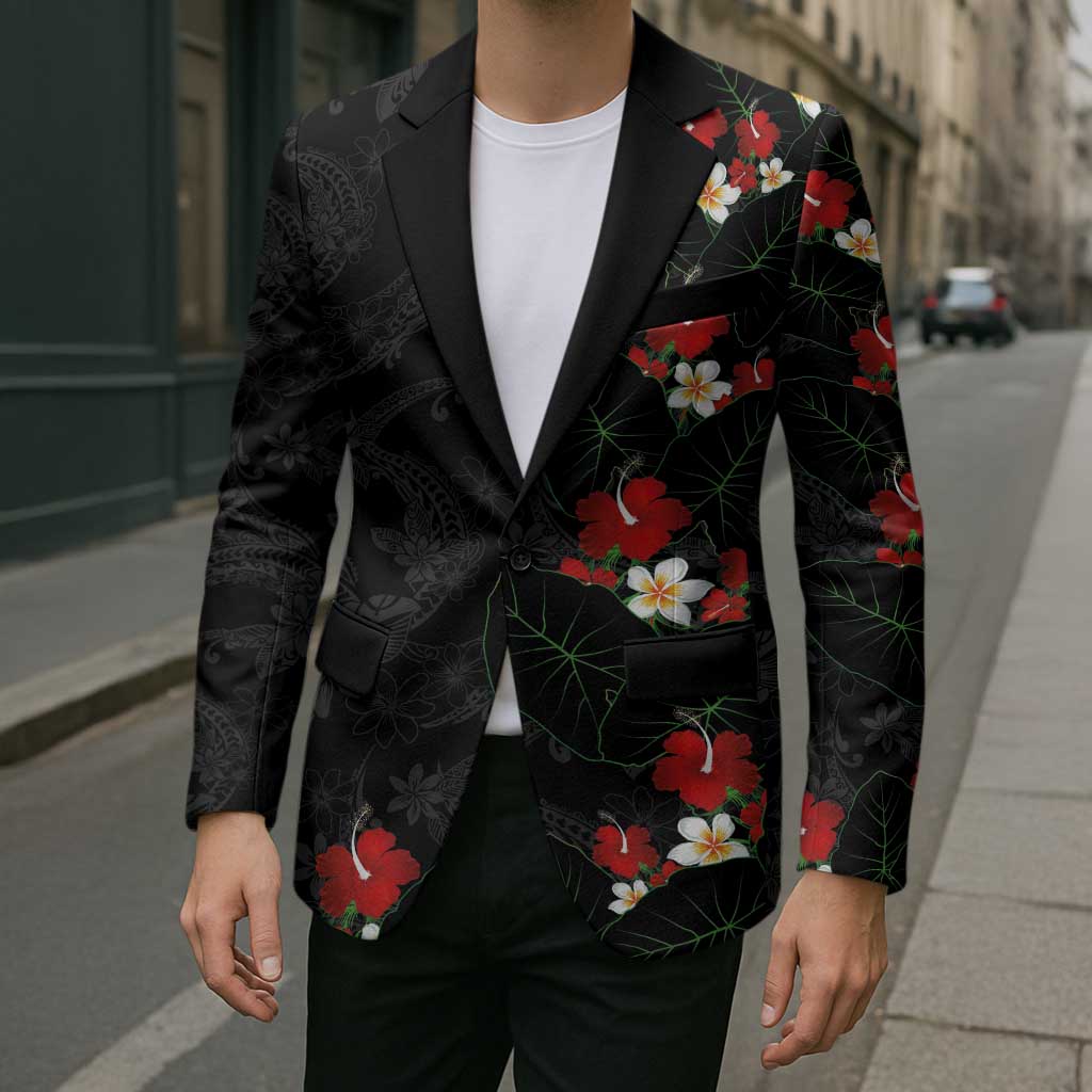 Hawaiian Taro Leaves-Hibiscus and Plumeria Blazer Floral Tribal Tattoo Motif LT03 - Polynesian Pride