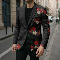 Hawaiian Taro Leaves-Hibiscus and Plumeria Blazer Floral Tribal Tattoo Motif LT03 - Polynesian Pride