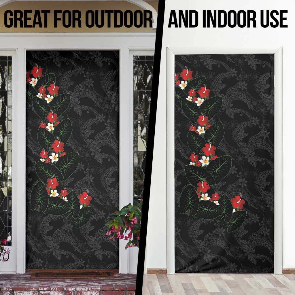 Hawaiian Taro Leaves-Hibiscus and Plumeria Door Cover Floral Tribal Tattoo Motif LT03 - Polynesian Pride