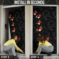 Hawaiian Taro Leaves-Hibiscus and Plumeria Door Cover Floral Tribal Tattoo Motif LT03 - Polynesian Pride