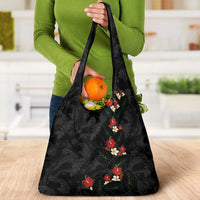 Hawaiian Taro Leaves-Hibiscus and Plumeria Grocery Bag Floral Tribal Tattoo Motif LT03 - Polynesian Pride