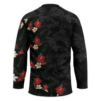 Hawaiian Taro Leaves-Hibiscus and Plumeria Hockey Jersey Floral Tribal Tattoo Motif LT03 - Polynesian Pride