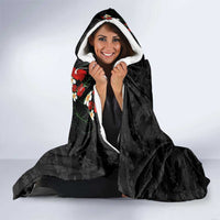 Hawaiian Taro Leaves-Hibiscus and Plumeria Hooded Blanket Floral Tribal Tattoo Motif LT03 - Polynesian Pride