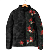Hawaiian Taro Leaves-Hibiscus and Plumeria Padded Jacket Floral Tribal Tattoo Motif LT03 - Polynesian Pride