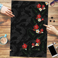 Hawaiian Taro Leaves-Hibiscus and Plumeria Puzzle Floral Tribal Tattoo Motif LT03 Black - Polynesian Pride