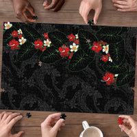 Hawaiian Taro Leaves-Hibiscus and Plumeria Puzzle Floral Tribal Tattoo Motif LT03 - Polynesian Pride