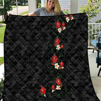 Hawaiian Taro Leaves-Hibiscus and Plumeria Quilt Floral Tribal Tattoo Motif LT03 Black - Polynesian Pride