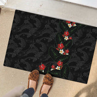 Hawaiian Taro Leaves-Hibiscus and Plumeria Rubber Doormat Floral Tribal Tattoo Motif LT03 - Polynesian Pride