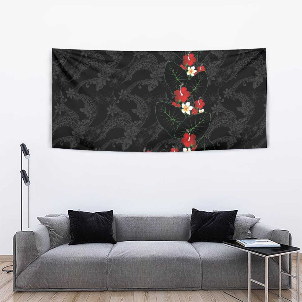 Hawaiian Taro Leaves-Hibiscus and Plumeria Tapestry Floral Tribal Tattoo Motif LT03 - Polynesian Pride