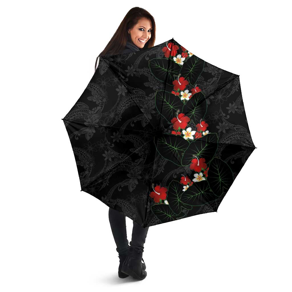 Hawaiian Taro Leaves-Hibiscus and Plumeria Umbrella Floral Tribal Tattoo Motif LT03 - Polynesian Pride