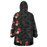 Hawaiian Taro Leaves-Hibiscus and Plumeria Wearable Blanket Hoodie Floral Tribal Tattoo Motif LT03 - Polynesian Pride