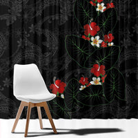 Hawaiian Taro Leaves-Hibiscus and Plumeria Window Curtain Floral Tribal Tattoo Motif LT03 - Polynesian Pride