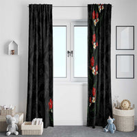 Hawaiian Taro Leaves-Hibiscus and Plumeria Window Curtain Floral Tribal Tattoo Motif LT03 - Polynesian Pride