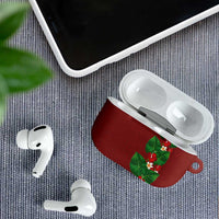 Hawaiian Taro Leaves-Hibiscus and Plumeria AirPods Case Polynesian Art-Kakau Tattoo Red