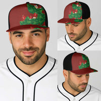 Hawaiian Taro Leaves-Hibiscus and Plumeria Baseball Net Cap Polynesian Art-Kakau Tattoo Red