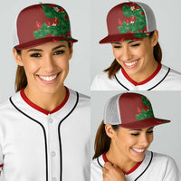 Hawaiian Taro Leaves-Hibiscus and Plumeria Baseball Net Cap Polynesian Art-Kakau Tattoo Red