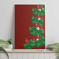 Hawaiian Taro Leaves-Hibiscus and Plumeria Canvas Wall Art Polynesian Art-Kakau Tattoo Red