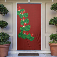 Hawaiian Taro Leaves-Hibiscus and Plumeria Door Cover Polynesian Art-Kakau Tattoo Red LT03 Red - Polynesian Pride