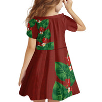 Hawaiian Taro Leaves-Hibiscus and Plumeria Family Matching Off The Shoulder Long Sleeve Dress and Hawaiian Shirt Polynesian Art-Kakau Tattoo Red LT03 - Polynesian Pride