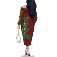 Hawaiian Taro Leaves-Hibiscus and Plumeria Family Matching Off The Shoulder Long Sleeve Dress and Hawaiian Shirt Polynesian Art-Kakau Tattoo Red LT03 - Polynesian Pride