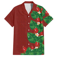 Hawaiian Taro Leaves-Hibiscus and Plumeria Hawaiian Shirt Polynesian Art-Kakau Tattoo Red LT03 Red - Polynesian Pride