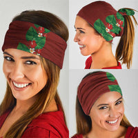 Hawaiian Taro Leaves-Hibiscus and Plumeria Neck Gaiter Polynesian Art-Kakau Tattoo Red