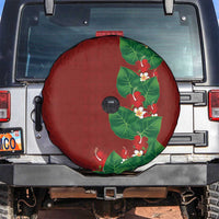 Hawaiian Taro Leaves-Hibiscus and Plumeria Spare Tire Cover Polynesian Art-Kakau Tattoo Red LT03 Red - Polynesian Pride