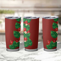 Hawaiian Taro Leaves-Hibiscus and Plumeria Tumbler Cup Polynesian Art-Kakau Tattoo Red LT03 - Polynesian Pride